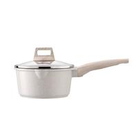 京东京造 奶锅 白麦饭石色不粘奶锅带蒸屉煮锅辅食锅 燃气电磁炉通用18c