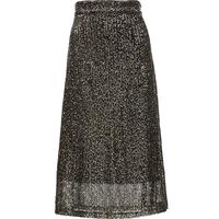 VEROMODA半身裙春季复古优雅中腰亮片内衬侧拉链32411G014 S59黑色 165/68A/M