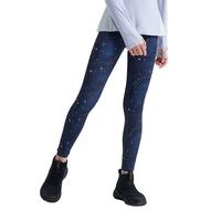 moodytiger女童紧身裤柔软高弹春秋外穿儿童运动裤户外印花瑜伽裤| 小云朵 星云蓝 130 cm