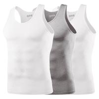 【100%纯棉】3件装高支纯棉罗纹修身打底运动百搭背心男背心