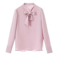 朗姿【Basic衣橱】明星同款法式衬衫气质衬衣长袖上衣春春 淡粉色 S