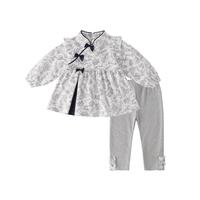 【新中式国风女童套装】春装宝宝娃娃衫打底裤子拜年服两件套