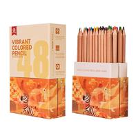 油性彩铅儿童绘画套装小幼儿园美术24/36/48色涂色画笔素描手绘原木彩色铅笔男女孩 【美术】彩铅盒装-48色 4MM加粗铅芯-粗三角杆笔身