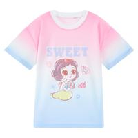 撞色渐变甜美圆领儿童短袖上衣2024年夏季款女童速干透气T恤