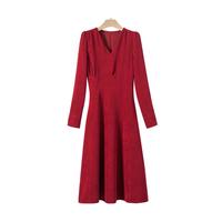 晚白【清仓拼手速】修身显瘦长裙礼服流行穿搭战袍A字连衣裙 红色 2XL