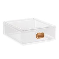 纳份爱抽屉式化妆品收纳盒 防尘大容量台面护肤品口红腮红化妆刷整理盒 【高瓶款】3层（可放置水乳） 月牙白