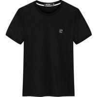 七匹狼圆领短袖T恤夏季舒适透气男装体恤时尚简约短t恤百搭男上衣 001(黑色) L 170/88A