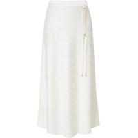 红袖新中式半身裙夏季2024女装 重工垂感显瘦气质轻熟国风提花裙 米白3004 S