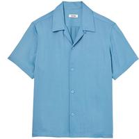 SANDRO男女同款蓝色翻领垂感短袖衬衫上衣SHPCM00822 40/天蓝色 M