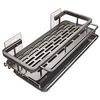 佳帮手厨房置物架抹布架壁挂水槽洗碗布收纳用具免打孔沥水篮带钩杆盒款 【带沥水盒】沥水通风