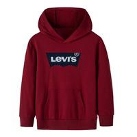 Levi's 李维斯童装男女童连帽经典蝙蝠标卫衣春秋纯棉儿童舒适针织上衣 辣椒红 140 /68 【身高128-140cm】