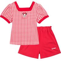 清沧【法式方领甜美女童套装】宝宝短袖中大儿童套装夏女童短裤