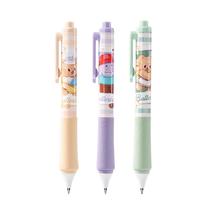 得力(deli)黄油小熊臻顺滑按动中性笔 0.5mm子弹头刷题笔考试笔签字笔 黑色3支/盒HY006 【黄油小熊】柔软护套 3支