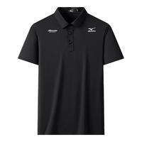美津浓 Mizuno户外POLO衫短袖男速干夏季商务免烫冰丝男士t恤 黑色 3XL