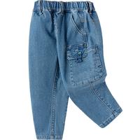 巴拉巴拉儿童长裤秋季牛仔裤男童宽松工装裤 牛仔中蓝88201 130cm