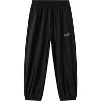 巴拉巴拉童装儿童裤子夏季长裤男童中大童休闲运动束脚裤印花时尚 黑色90001 130