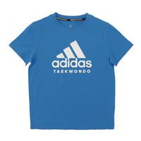 阿迪达斯 (adidas)儿童T恤夏季户外运动休闲百搭短袖 蓝/白 140