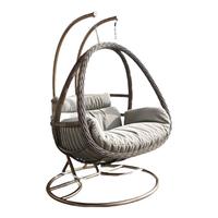 芸昉吊篮藤椅家用摇篮椅室内阳台吊椅庭院鸟巢掉吊兰双人秋千懒人吊床 单人咖色+八件套