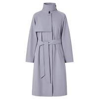 玖姿·安娜蔻都市机能风收腰工装拼接X型长款风衣女2024春季 紫色系 XS