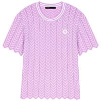 Maje2024春秋款女装花边镂空修身短袖针织衫内搭上衣MFPPU00738 淡紫色 T3