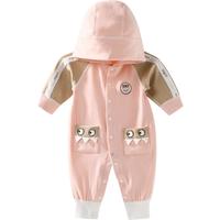 aqpa新生婴儿卡通连帽哈衣幼童长袖爬服男女宝宝连身衣