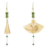 TULM新中式国风扇形螺旋耳钉女耳环2025年竹节耳坠艺术生流苏耳饰 E3503新中式复古扇子耳钩(扇子可打开)