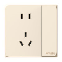 施耐德电气 五孔插座带双控开关 一开五孔 墙壁电源开关插座 皓呈 珍珠金色