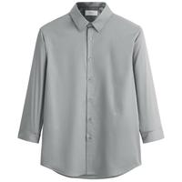 太平鸟 男装2025夏季宽松长袖男士休闲纯色男式衬衫