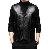 恒源祥马甲男真皮2024秋冬爸爸装保暖背心坎肩无袖绵羊皮皮衣 黑色 2XL