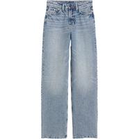 H&M女装牛仔裤春季复古设计感垂感显瘦高腰休闲直筒阔腿裤1067430 牛仔蓝 L 170/88A