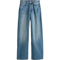 H&M女装牛仔裤春季复古设计感垂感显瘦高腰休闲直筒阔腿裤1067430 牛仔蓝018 S 160/68A