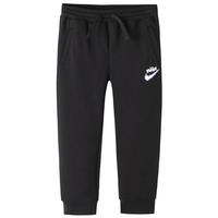 NIKE 耐克小童装男童加绒长裤秋季儿童针织裤子 正黑色／金属金 110 /53【身高104-110cm】