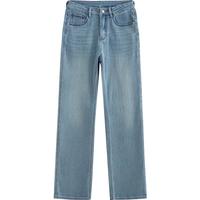 初语【修型牛仔】窄版直筒裤女2025春季浅蓝中低腰腰高弹牛仔裤 浅蓝色 M