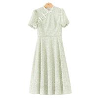 晚白【直降】小个子短款国风改良旗袍裙新中式连衣裙 花色 L