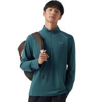 探拓(TECTOP)慢跑长袖保暖男士运动快干T恤弹力透气抓绒打底衫 男款墨绿色 2XL