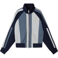 速写男装春卫衣美式复古运动撞色立领开襟短款外套 410深藏青 M