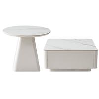 全友家居现代简约茶几电视柜组合客厅岩板方几阳台可移动圆边几家居馆 高茶几+矮茶几+电视柜主柜