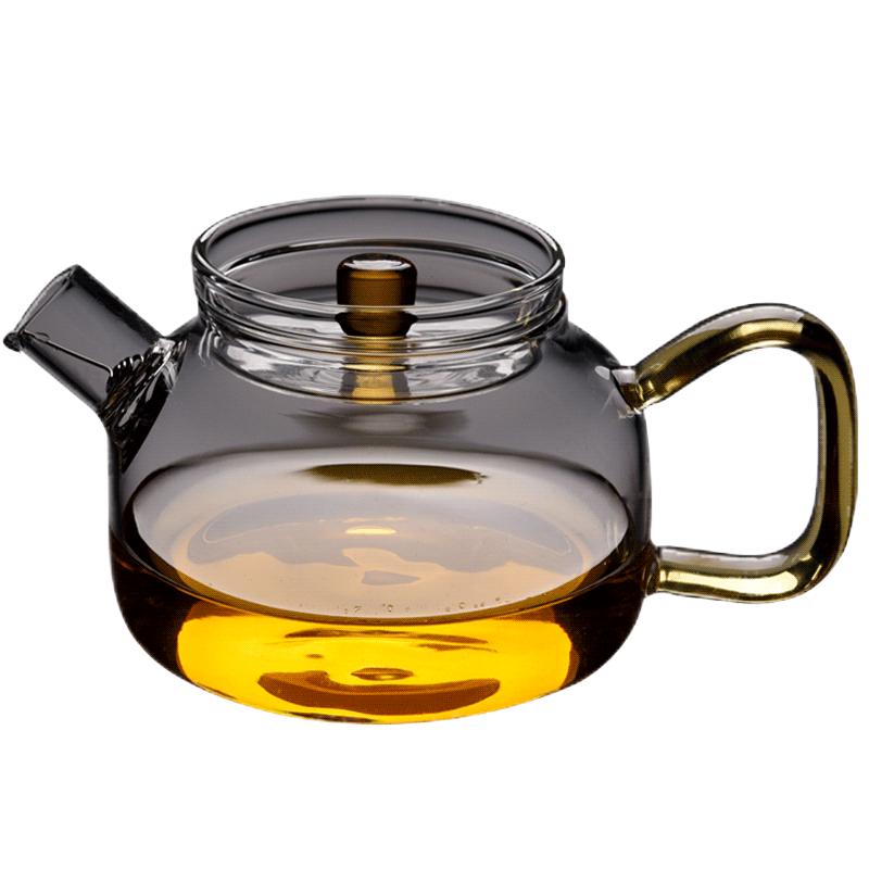锦格玻璃茶壶泡茶壶侧把茶壶功夫茶具耐高温加厚茶壶过滤耐热全玻璃壶 玻璃小壶H21透明中号：250ML