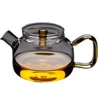 锦格玻璃茶壶泡茶壶侧把茶壶功夫茶具耐高温加厚茶壶过滤耐热全玻璃壶 玻璃小壶H21透明中号：250ML