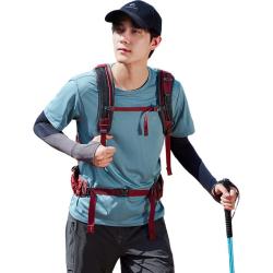 拓路者 COOLMAX速干衣夏季男短袖t恤户外运动上衣透气薄款 水蓝色  M