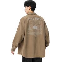 【宽松舒适】秋季男士桃皮绒衬衣外套青年百搭翻领长袖衬衫男