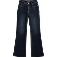 初语中低腰喇叭裤牛仔裤女2025年春季水洗复古港风微喇裤子 深蓝色 29