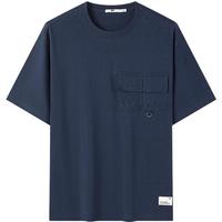 七匹狼【耐穿耐磨】短袖T恤男夏纯棉户外运动休闲短t上衣男 102(深蓝) 165/88A