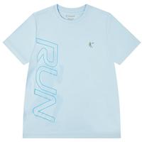 乔丹QIAODAN童装儿童短袖2025夏季童中性针织速干凉感运动纯色T恤 春日蓝 150 CM