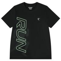 乔丹QIAODAN童装儿童短袖2025夏季童中性针织速干凉感运动纯色T恤 黑色 160 CM