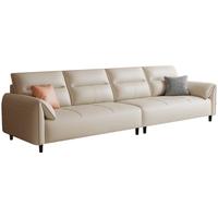 徽月（no）沙发客厅现代简约直排三人位大小户型意式极简皮艺沙发 米白色308款 双人位(1.6米长)直排沙发+脚踏