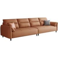 徽月（no）沙发客厅现代简约直排三人位大小户型意式极简皮艺沙发 驼色308款 三人位(2.0米长)直排沙发+脚踏