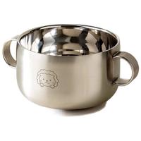 onlycook316L不锈钢双耳辅食碗 食品级宝宝吸盘碗 婴幼儿童餐具-狮子350ml