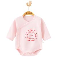 贝瑞加(Babyprints)新生儿连体衣婴儿包屁衣初生男女宝宝护肚三角爬服纯棉 粉兔59 粉色小兔(1件装)纯棉四季款 59cm
