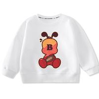 BoBDoG巴布豆儿童卫衣春秋款宝宝衣服打底衫中小童舒适亲肤百搭上衣外穿童装 白 棕熊巴布 120